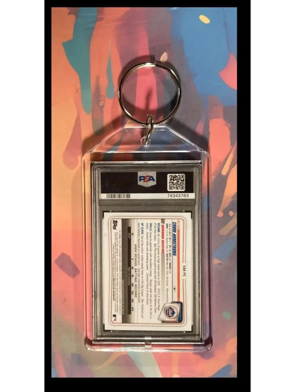 3030 Pete Crow-Armstrong 2020 Bowman Blue Auto Keychain-A Great Gift